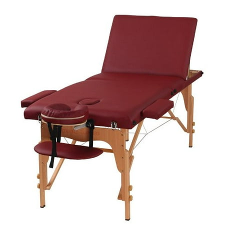The Best Massage Table 3 Fold Burgundy Reiki Portable Massage Table - PU Leather High