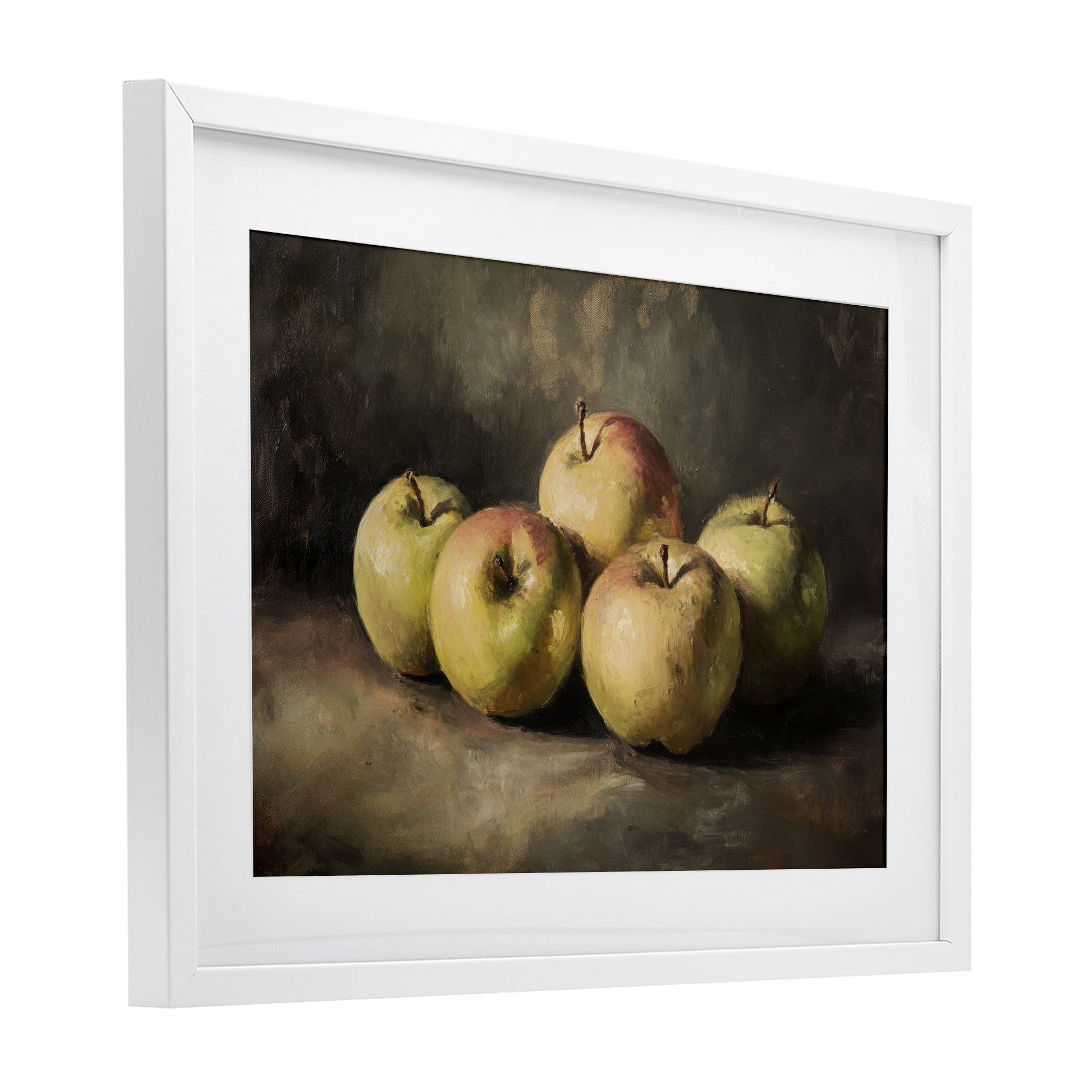 Stupell Industries Apples in Soft Shadow White Framed Print Under Glass, design by Petal Prints Design