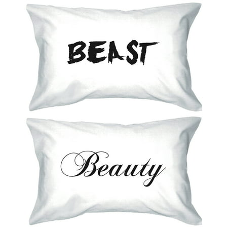 His and Hers Pillowcases 300 Thread Count Egyptian Cotton - Beauty and the Beast Pillow Covers for