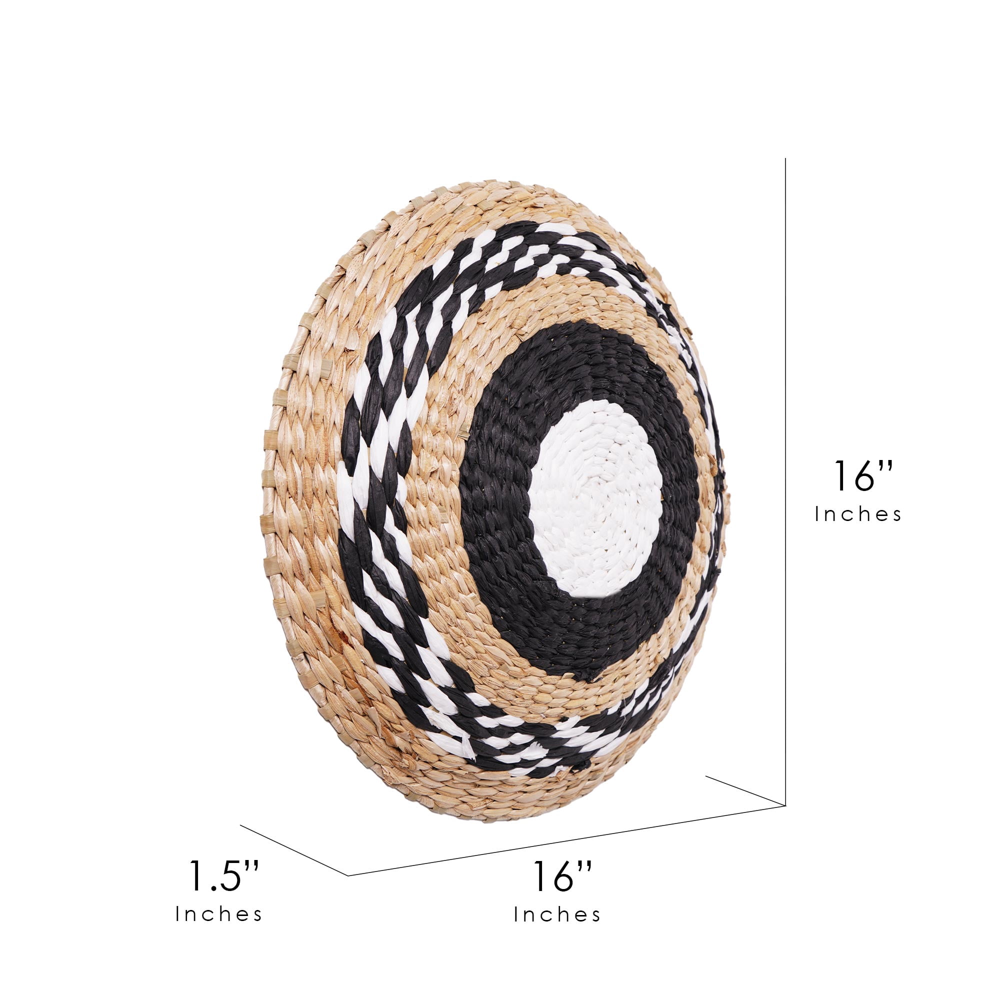 American Art Decor Woven Seaweed Hanging Wall Basket- Black, Natural, White