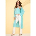 thumbnail image 2 of Roaman's Women's Plus Size Crochet Fringe Open-Front Bracelet-Sleeve Cardigan, 2 of 2