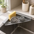 thumbnail image 4 of Kitchen Sink Corner Caddy Sponge Holder Drain Rack Organizer for Dishcloth Cleaning Soap Brushes, 4 of 8