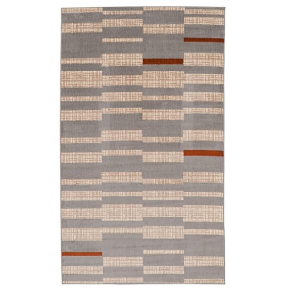 Riverbay Furniture Transitional Polypropylene 6'5"x9'3" Rug in Gray and Bone