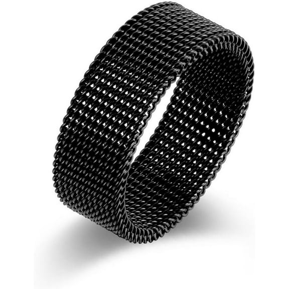 Chainmail Fidget Ring 4g Lightweight Titanium Steel Bendable Metal Woven Band | Silver/Black/Gold 8mm Unisex Ring