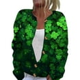 thumbnail image 2 of St. Patrick's Day Green Cardigan for Women Lucky Shamrock Pattern Sweaters Y2k Button Down Long Sleeve Knit Cardigans Open Front Sweaters Coat, 2 of 5