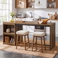 thumbnail image 7 of Finmind 78.74" Kitchen Island with 2 Shelves and Mini Fridge Space, Large Stationary Island Table for Kitchen & Dining Room, Rustic Brown & Black, 7 of 7