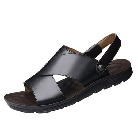 

Pgeraug slippers for men Men s Summer Walking Sandals Breathable Casual Outdoor Non-Slip Beach Slipper Men Shoes Black 38