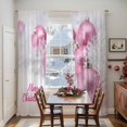 thumbnail image 5 of Merry Christmas Sheer Curtains 108 Inches Long, Pink Xmas Balls Shining Dreaming Winter Holiday Light Filtering Window Curtains for Living Room, Rod Pocket Voile Sheer Drapes, 52"Wx108"L, 2 Panels, 5 of 9