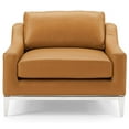 thumbnail image 5 of Contemporary Modern Urban Designer Living Room Lounge Club Lobby Armchair Accent Chair, Leather, Tan Brown, 5 of 8