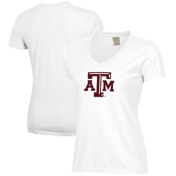 Women's White Texas A&M Aggies Logo Comfort Wash V-Neck T-Shirt