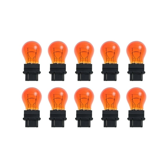 10 Pcs 3157 Amber DRL Turn Signal Side Marker Parking Lamp Bulbs 21W / 5W