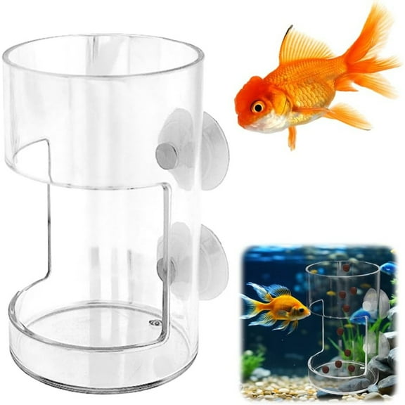 No Mess Aquarium Feeder Fish Feeding Tube Clear Shrimp Feeding Dish (2.36×3.93in)