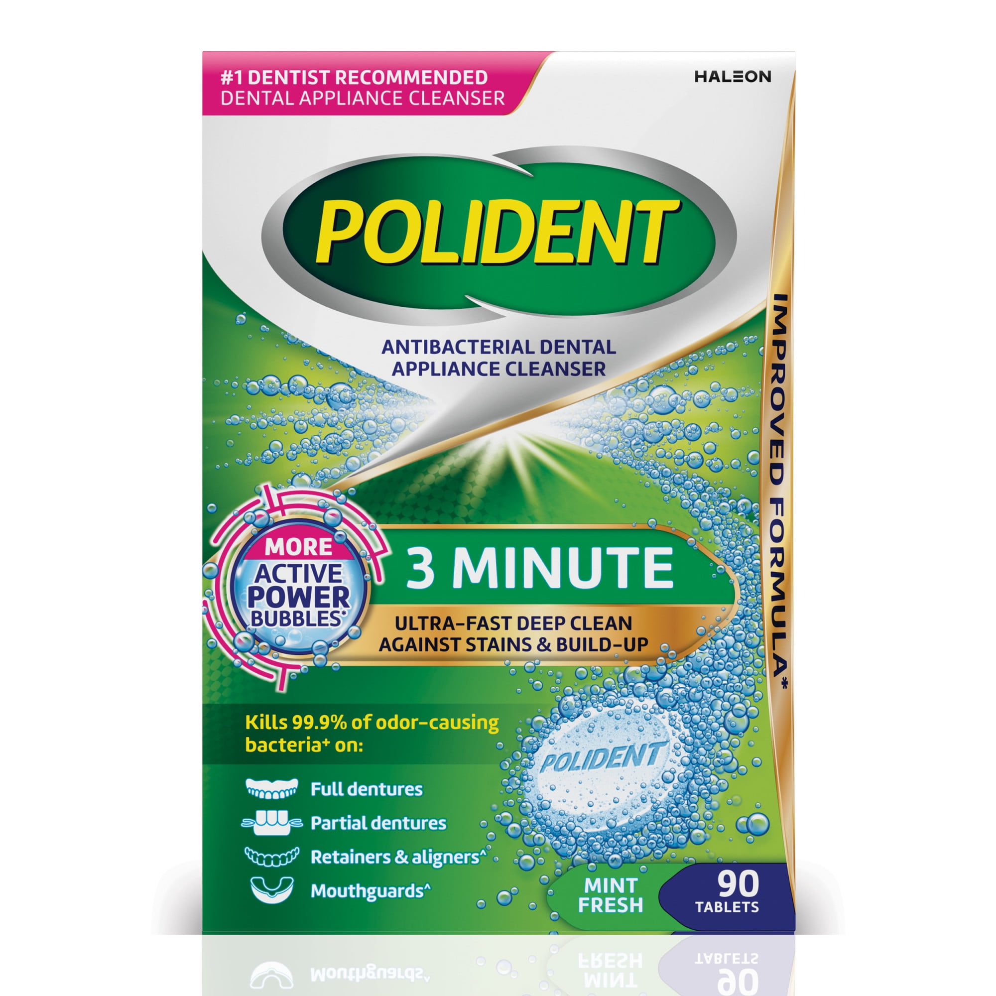 Polident 3 Minute Antibacterial Dental Appliance Cleanser Tablets