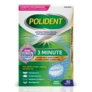 (6 pack) Polident 3 Minute Antibacterial Dental Appliance Cleanser Tablets, Retainer Cleaner Tablets, 90 Count