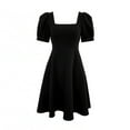 thumbnail image 4 of Gibobby Vestido Causal para Mujer de Verano Vestido casual de verano para mujer Vestido de playa de manga corta con cuello cuadrado Vestido informal(Negro,G), 4 of 5