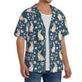 thumbnail image 2 of Gukieu Cute Rabbit Floral Print Men's Short-sleeved Shirts, Button-down Pocket Shirts, T-shirts, Beach Vacation Travel Summer Clothing-Medium, 2 of 5
