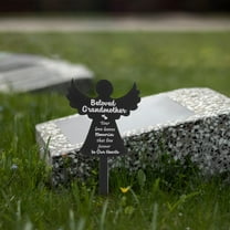 GAXIRE Black Acrylic Cemetery Decorations Set, Outdoor Memorial Ornament for Grave, 1 Set