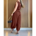 thumbnail image 4 of CHICME Womens Summer One Piece Jumpsuit Sleeveless Dressy Jumpsuits High Slit Casual Overalls for Vacation Evening Wear Brown-L, 4 of 8