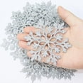 thumbnail image 3 of 36pcs Christmas Light Blue Snowflake Ornaments Plastic Glitter Snow Flakes Ornaments for Winter Christmas Tree Decorations Size Varies Craft Snowflakes, 3 of 10