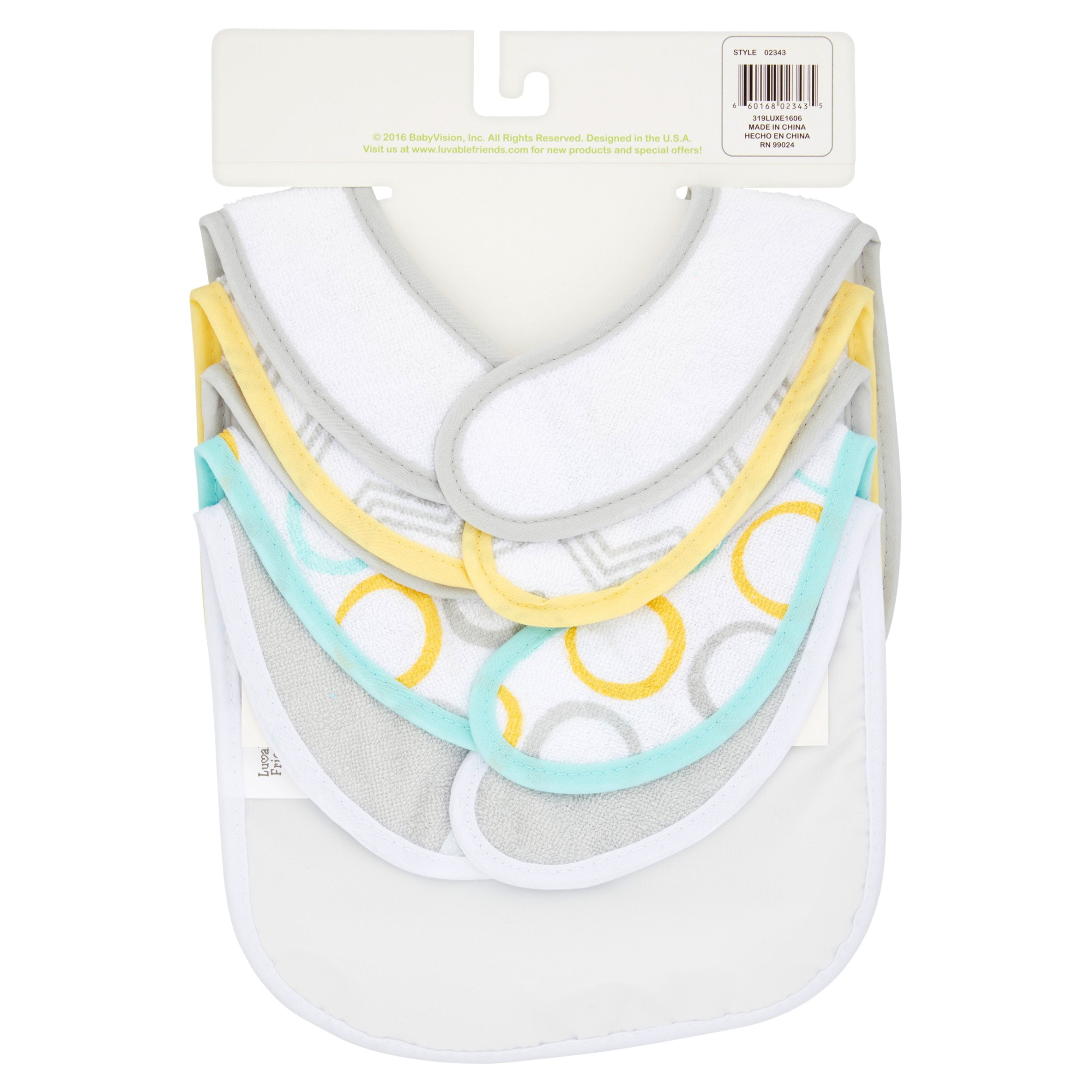 Luvable Friends Baby Cotton Terry Drooler Bibs with PEVA