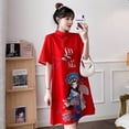 thumbnail image 2 of Vestido con estampado floral retro, mejora del verano, corte holgado y ajustado, cheongsam juvenil, 2 of 5
