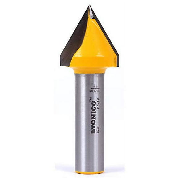 Yonico 14995 60 Degree X 1-Inch Diameter V Groove Router Bit 1/2-Inch Shank