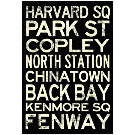 Boston MBTA Stations Vintage Subway Travel Poster - (Boston Best Radio Stations)