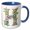 Blue/White, variant on 3drose, Pretty Watercolor Floral Monogram Letter H, 11oz Two-tone Yellow Mug