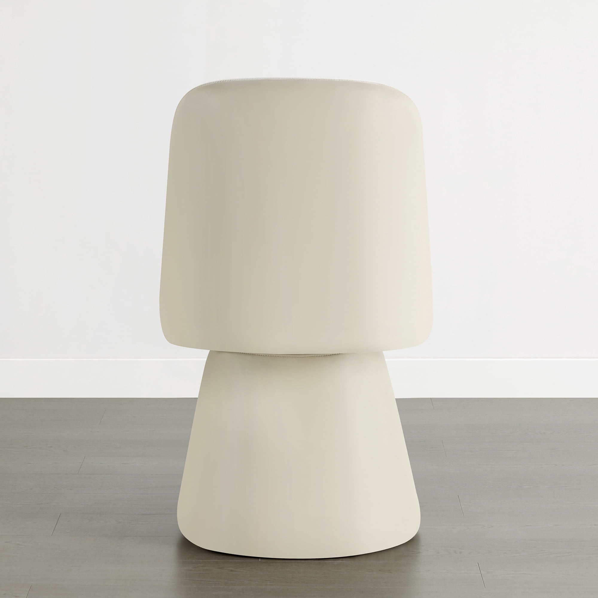 Spruce & Spring Modern Upholstered Swivel Dining Chair with High Back and Conical Base, Single, Cream Faux Leather