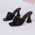 thumbnail image 5 of Gpaecead Women Ribbed Strap Chunky Heel Mules Square Toe Cushioned Footbed Plus Size Spring Summer Height Party Shoes,Black, 5 of 8