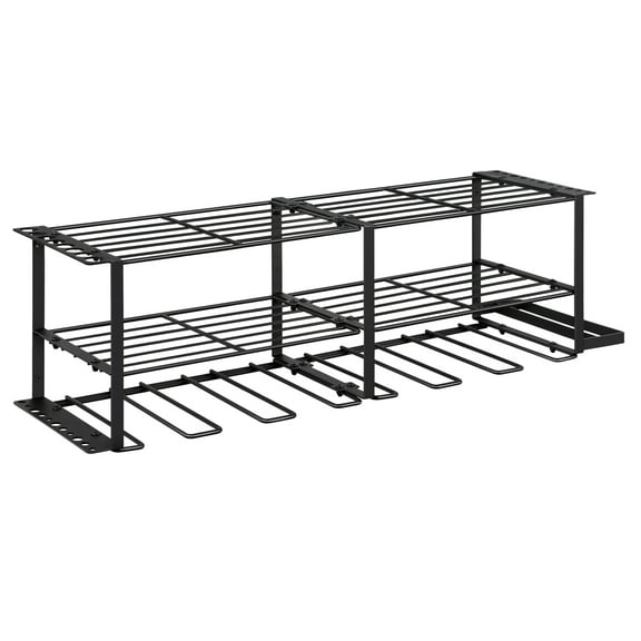 Wall Mounted Power Tool Organizer with 6 Drill Holders, Garage Tool Organizers and Storage Rack
