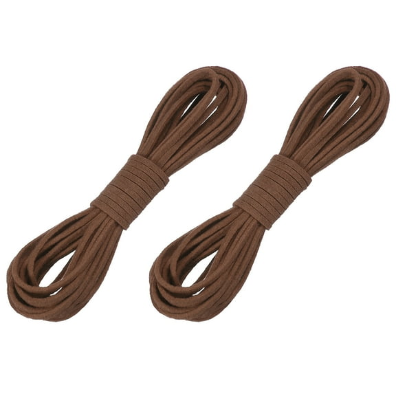 Uxcell 2 Pcs Faux Suede Leather Cord, 2.6mm x 5.5 Yards Flat Thin String Leather Crafting Rope Thread for Jewelry Making Necklace Bracelet DIY Handmade Crafts, Brown