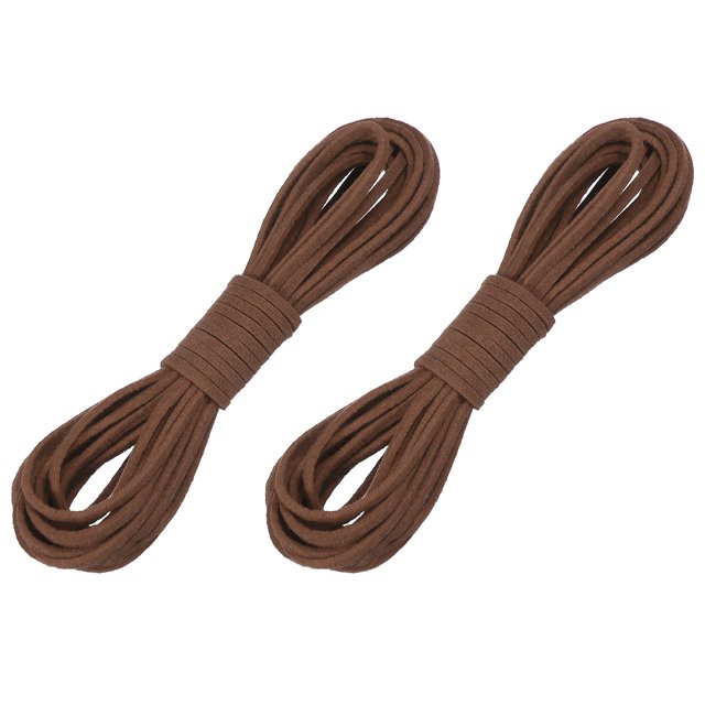 Uxcell 2 Pcs Cuerda de Cuero de Ante Falsa, Hilo Plano Fino de 2.6mm x 5.5 Yardas para Manualidades de Joyería, Pulsera, DIY, Manualidades Hechas a Mano, Marrón