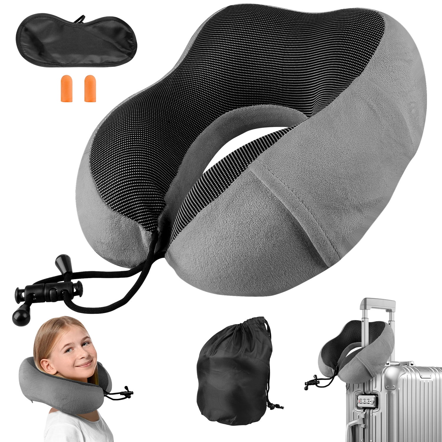 Clöudz Tech 2 Wearable Neck Memory Foam Travel Pillow with
