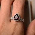 thumbnail image 4 of Garnet ring, pear shaped engagement ring, sterling silver, January birthstone,ring sets, 4 of 4