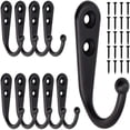 thumbnail image 1 of 10 piezas de ganchos pequeños negros montados en la pared con 20 tornillos para colgar bolsa, bata, Tomshoo  Gancho de pared, 1 of 6