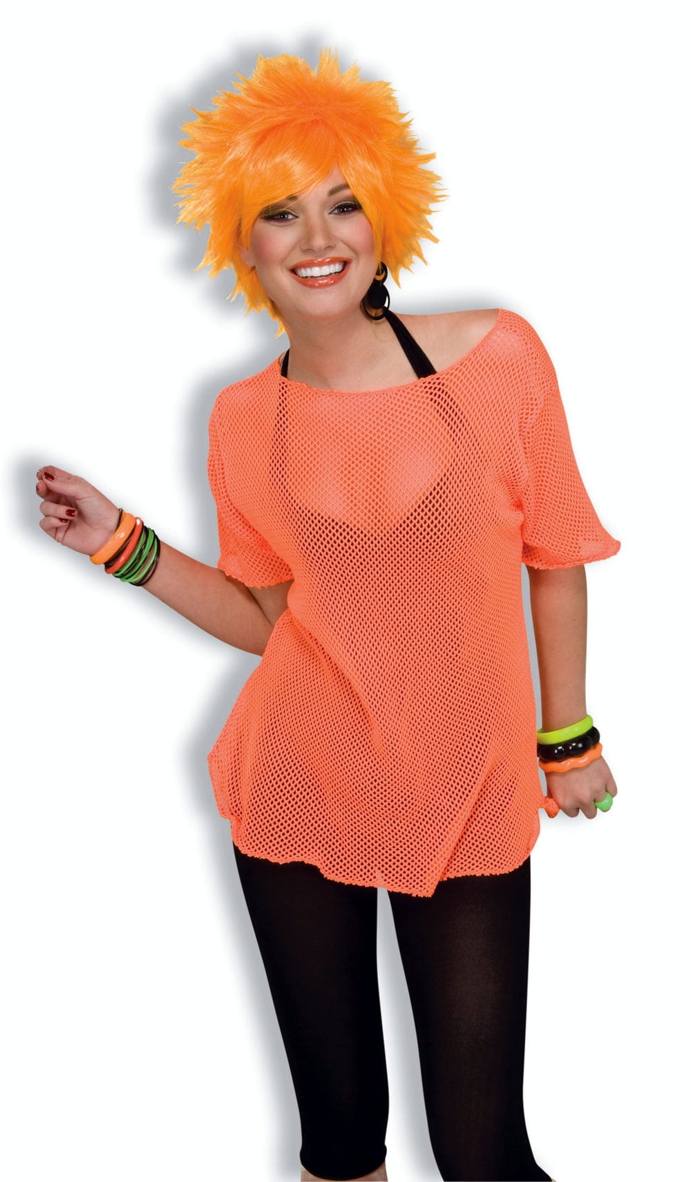 neon orange fishnets