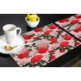 thumbnail image 5 of Valentine''s Day Placemats Set of 4, Rose Flower Placemat for Dining Table Decorations, Cotton Linen Vintage Style Red Pink Place Mats, Valentines Table Mats for Kitchen Dinner Holiday Party Decor, 5 of 6