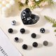 thumbnail image 3 of 20 cuentas de resina acrílica surtidas negras de 10 estilos, cuentas de diamantes de imitación facetadas redondas con patrón de cebra, cuentas espaciadoras sueltas a granel., 3 of 9