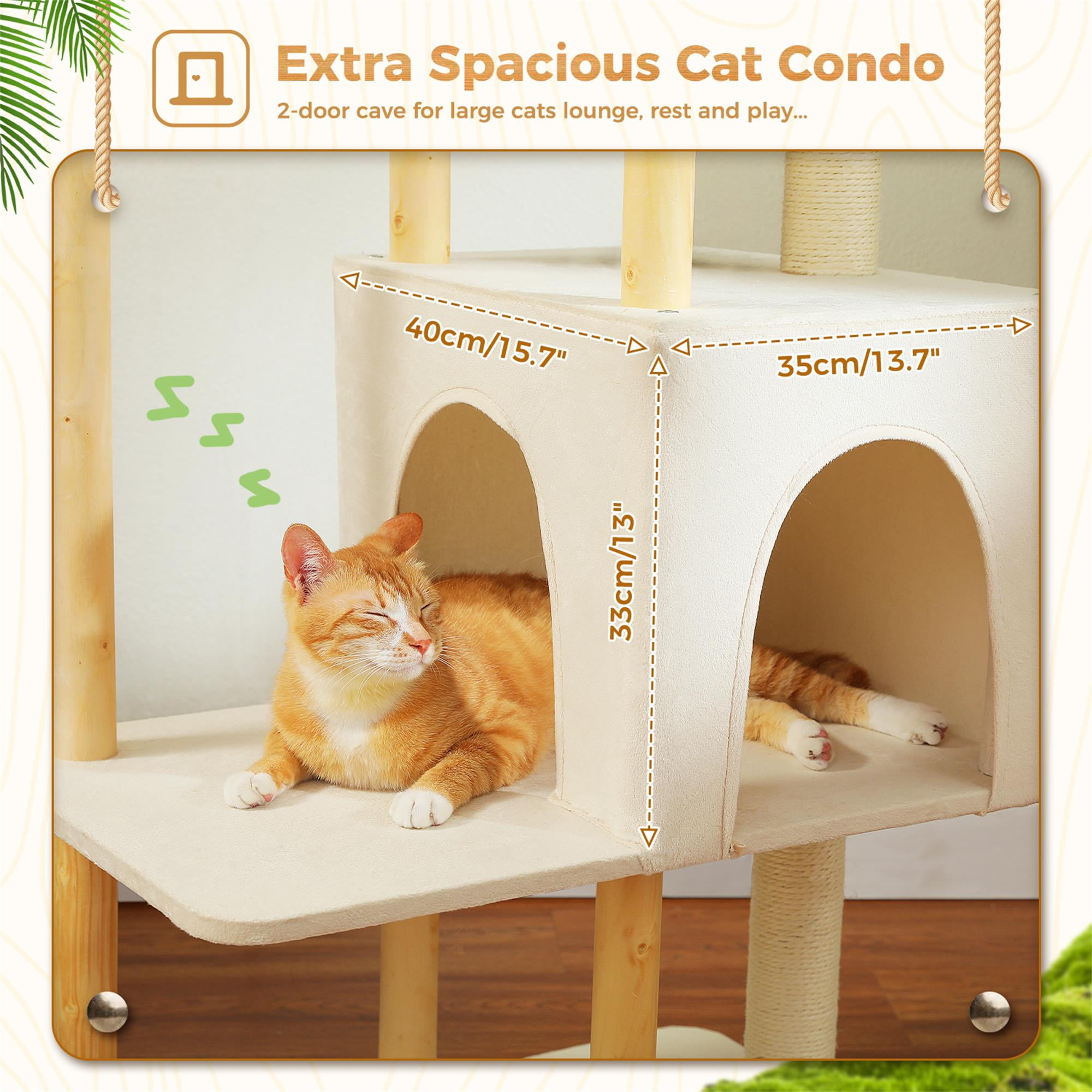 Kadyn 53" Cat Tree for Indoor Cats, Multi-Level Cat Climbing Tower with Sisal Scratching Posts and Top Perch, Beige