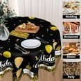 thumbnail image 4 of Happy Birthday Round Tablecloth 60" Black Gold Birthday Cake Confetti Flags Balloons Gifts Decorative Circle Table Cloth Cover Stain & Wrinkle Resistant for Dining Room Kitchen Indoor Outdoor, 4 of 6