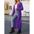 thumbnail image 2 of Cenuakty Women's Long Knitted Cardigan, Solid Color Long Sleeve Lapel Front Open Loose Sweater Coat for Autumn, 2 of 4