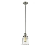 201S-SN-G182-Innovations Lighting-Canton - 1 Light Stem Hung Mini Pendant In Industrial Style-10 Inches Tall and 6.5 Inches Wide-Brushed Satin Nickel