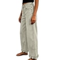 thumbnail image 5 of Hvogkswy Wide Leg Jeans for Women Trendy Polka Dot Light Wash Denim Pants Loose Stretchy Denim Pants with Ruffle Hem, 5 of 7