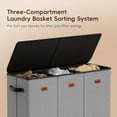 thumbnail image 4 of 185L Laundry Hamper 3 Section, Laundry Hamper with Lid, Dirty Clothes Hamper with 3 Removable Washing Bags, Extra Large Laundry Basket Organizer for Bedroom, Laundry Room, Dorm - Gray, 4 of 14