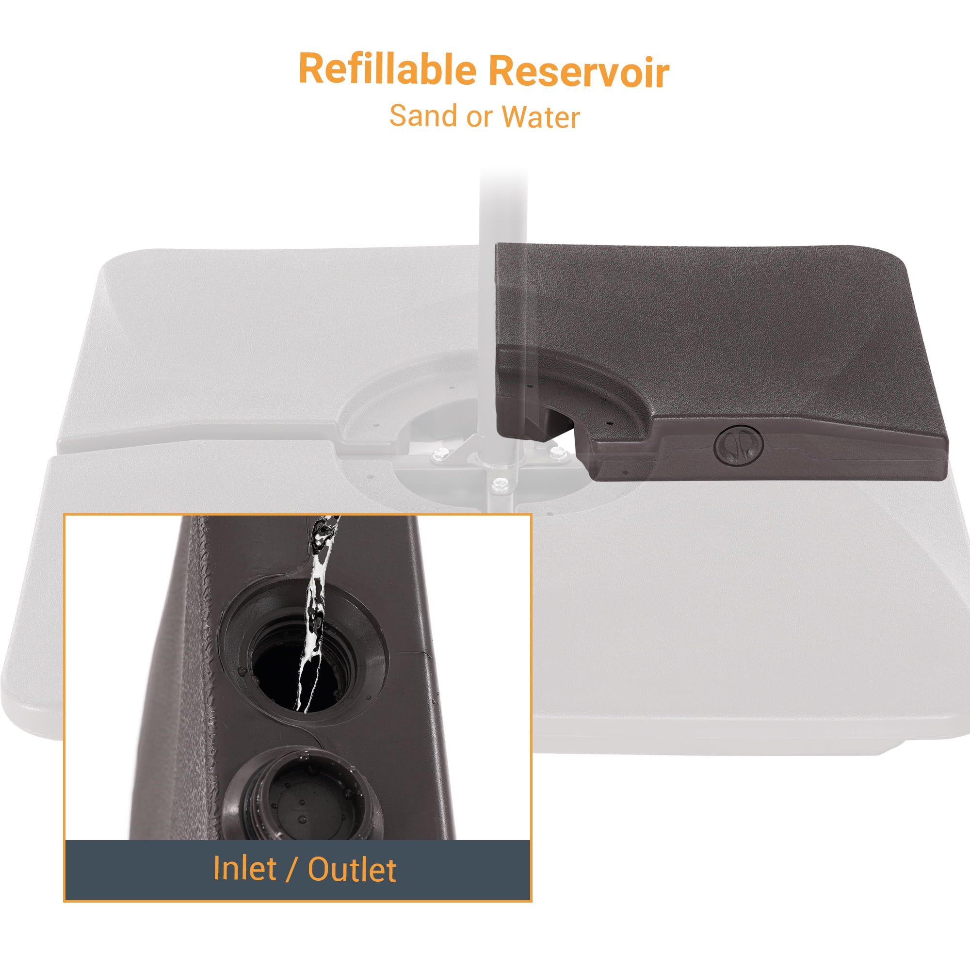 ACEGOSES Patio Cantilever Umbrella Base Filled with Water/Sand HDPE Plastic for Outdoor Offset Umbrellas,Dark Brown