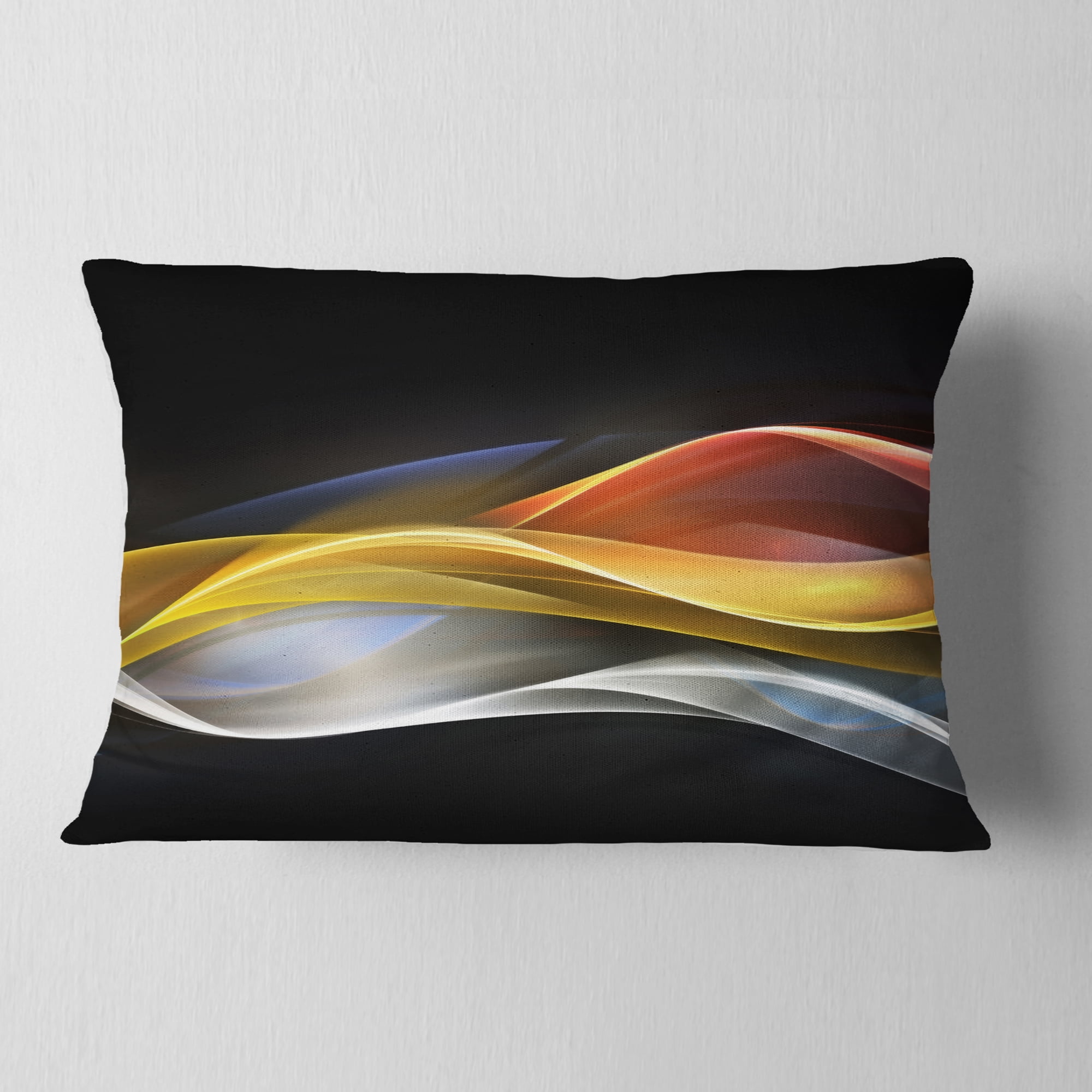 Designart 3D Gold Silver Wave Design - Abstract Throw Pillow - 12x20