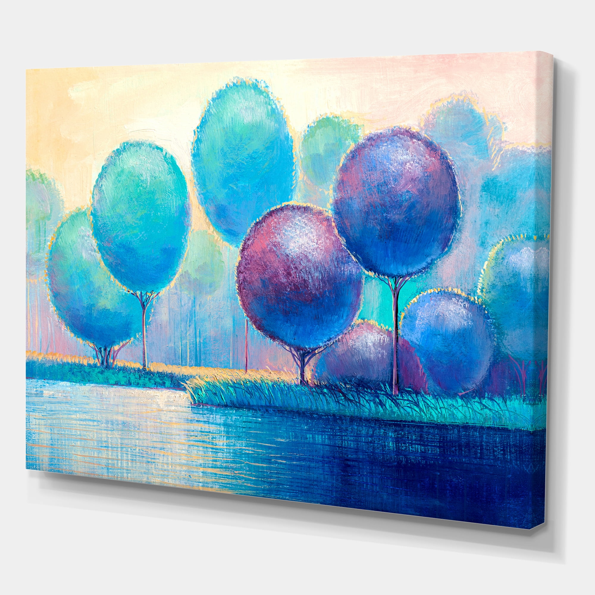 Designart ' Ornamental Colourful Trees V ' Modern Canvas Wall Art Print
