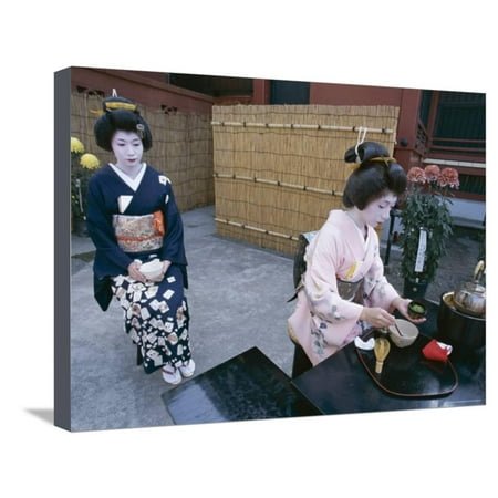 Apprentice Geisha (Maiko) Performing Tea Ceremony, Tokyo, Honshu, Japan Stretched Canvas Print Wall (Best Tea Ceremony Tokyo)