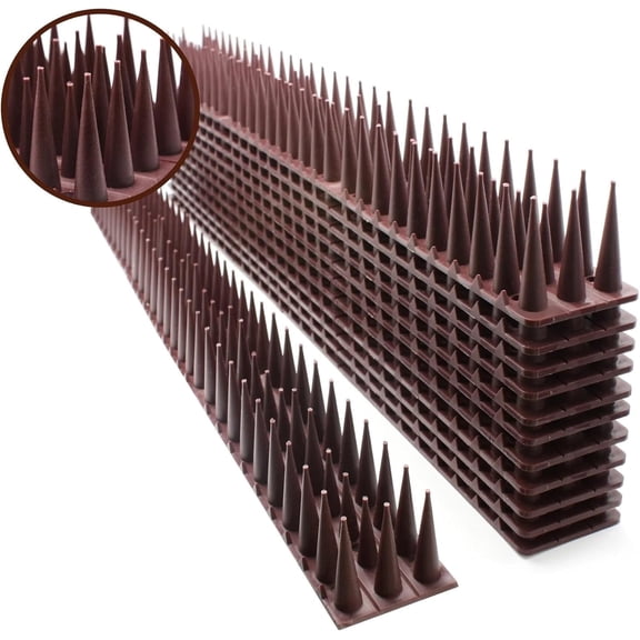 12 Pack Bird Spikes Brown Protect Your Sofa, Garden, Outdoor Walls, Plastic Security Fence Spikes